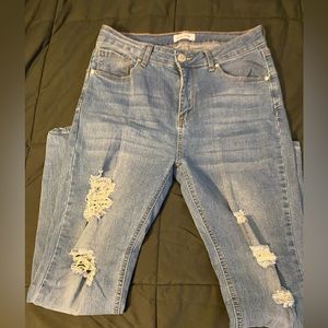 Blue savy distressed skinny jeans